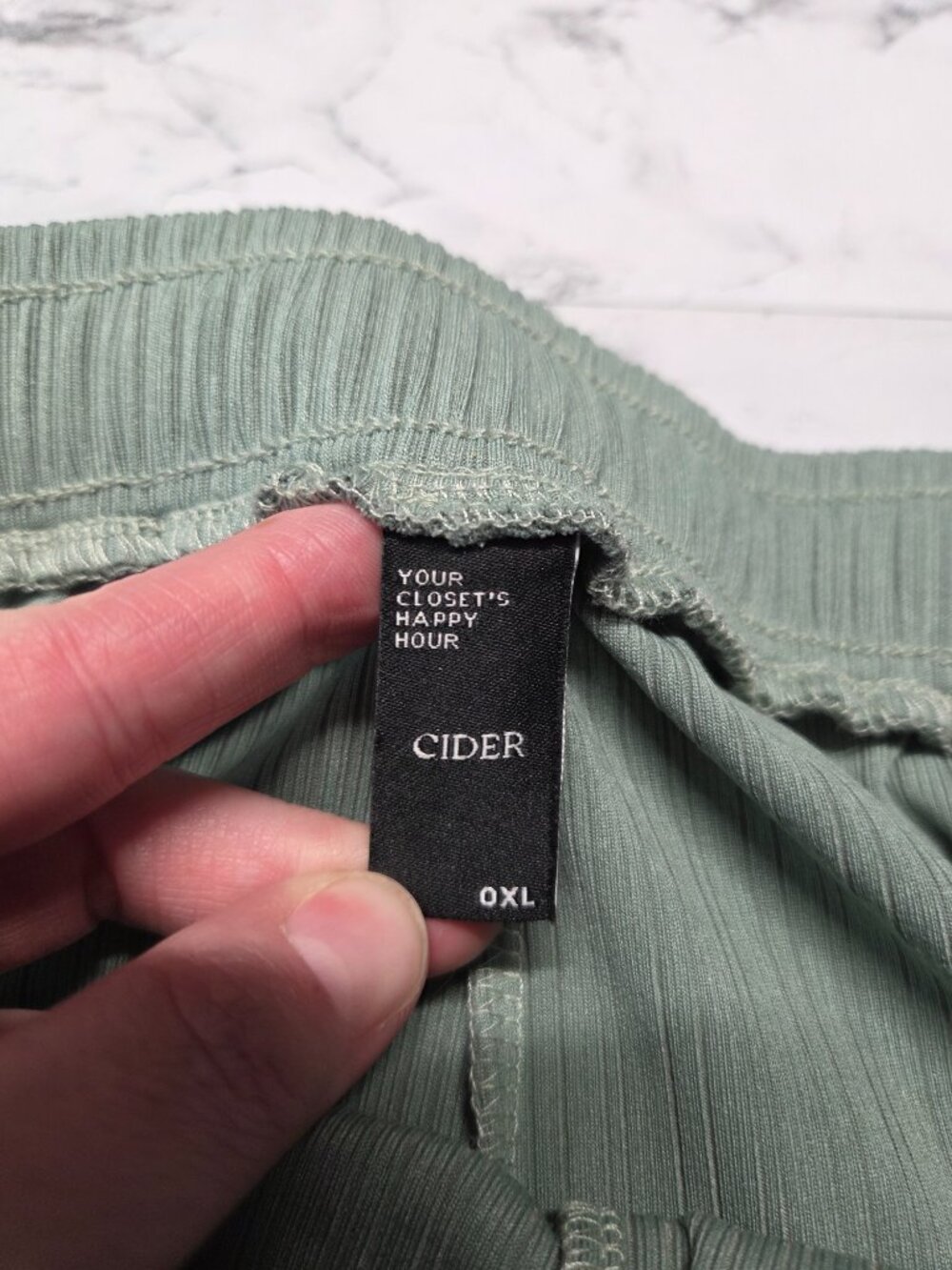 Cider 0XL Olive Sage Green Drawstring Pleated Flowing Silhouette Wide Leg Pants - Picture 8 of 10